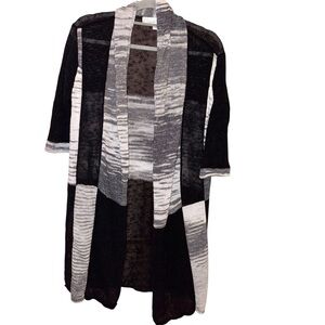 Curio linen color block stripe open front‎ cardigan Lucas size large
